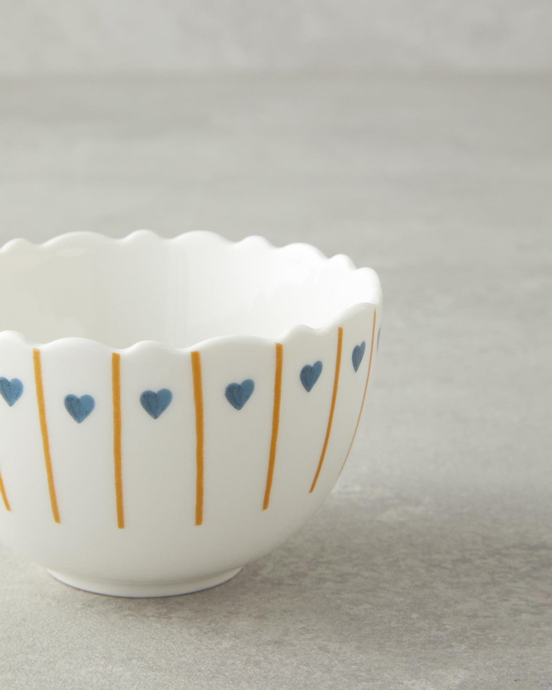 Retro Hearty New Bone China Kase 10 cm Beyaz - Mavi