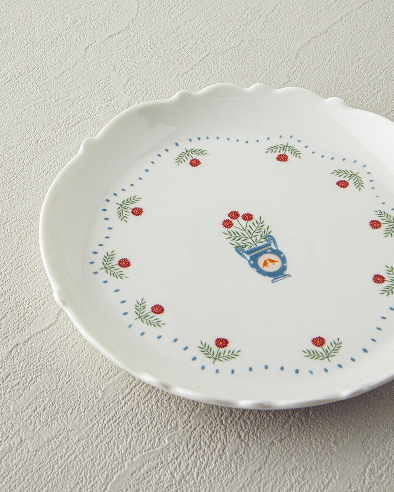 Retro Realm New Bone China Pasta Tabağı 18 cm Beyaz - Turuncu