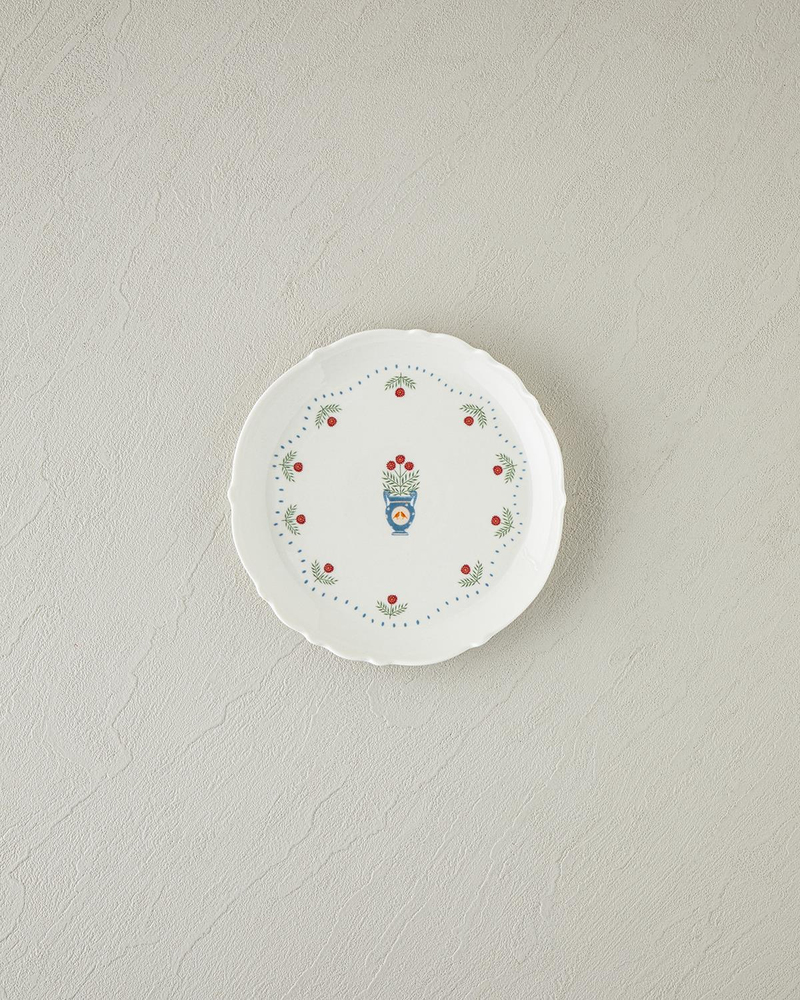 Retro Realm New Bone China Pasta Tabağı 18 cm Beyaz - Turuncu