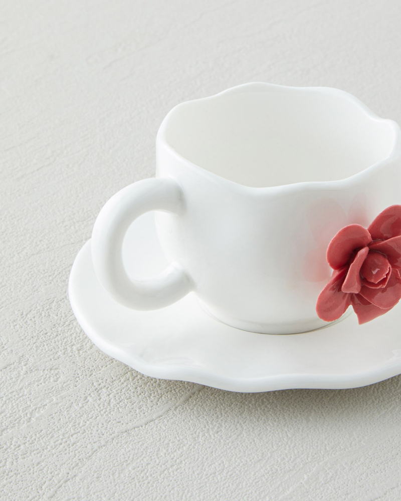 Rosea New Bone China 4 Parça 2 Kişilik Kahve Fincan Takımı 100 ml Pembe - Mint
