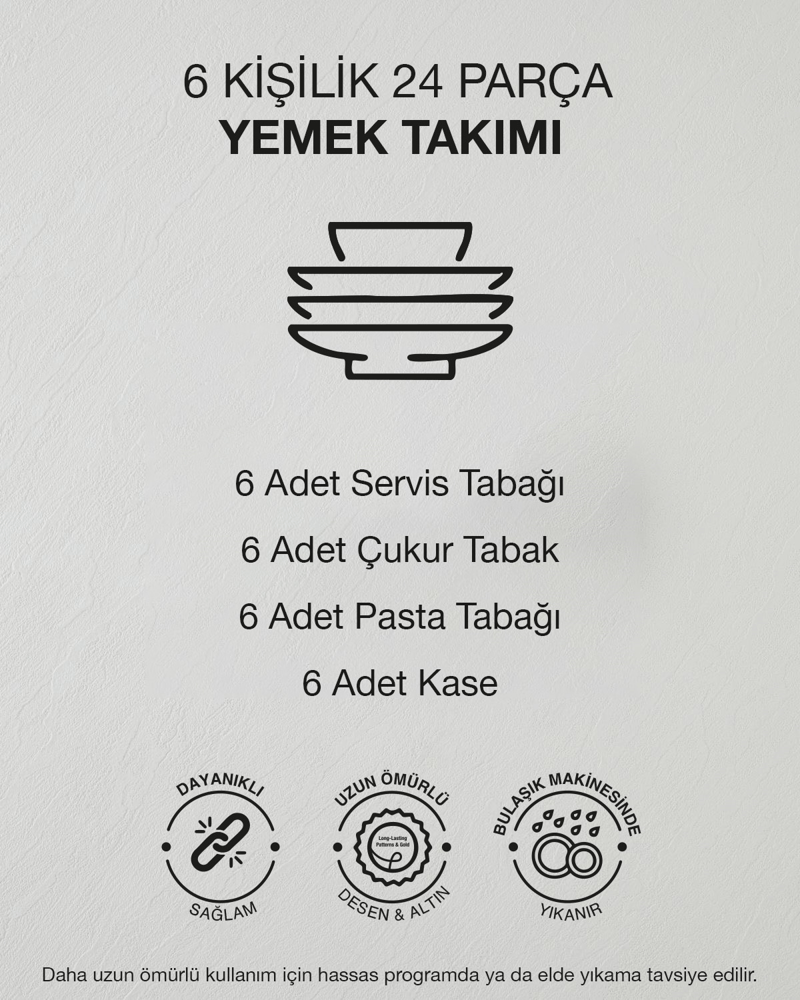 Rosen Porselen Yemek Takımı 24 Parça 6 Kişilik Lacivert