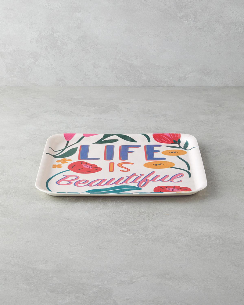 Rosy Life Melamin 2'li Tepsi 33-24 cm Renkli