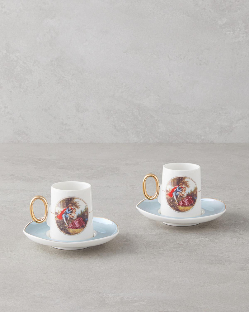 Selene Porselen 4 Parça 2 Kişilik Kahve Fincan Takımı 80 ml Mavi