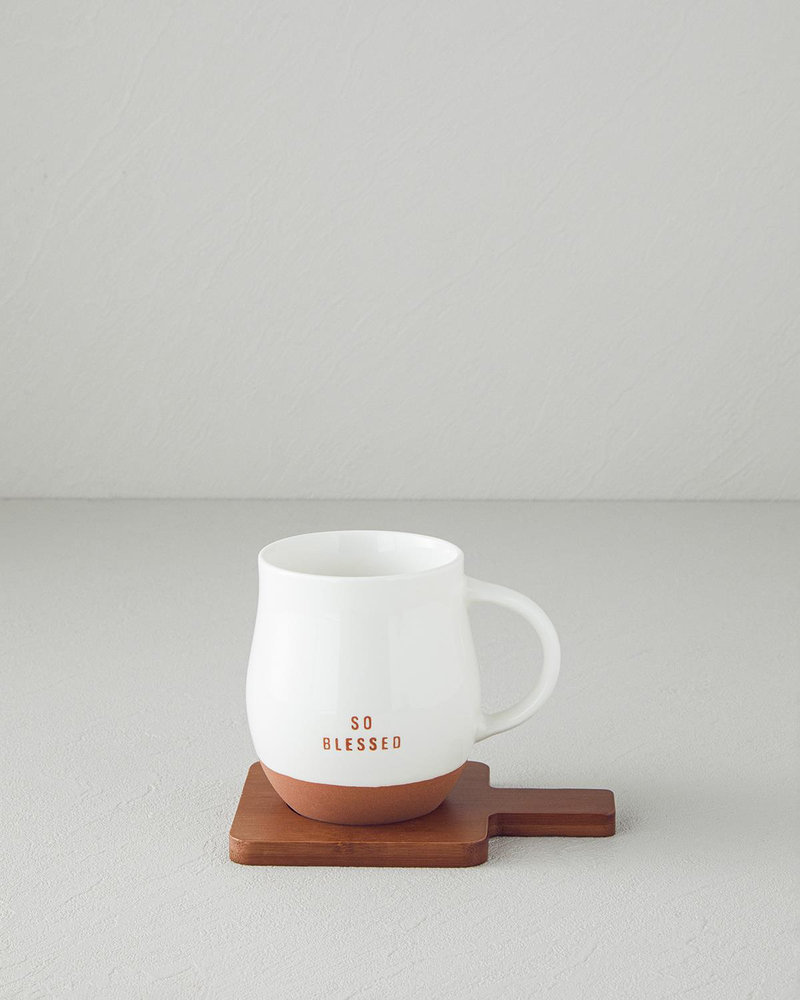 So Blessed New Bone China Bardak Altlıklı Kupa 450 ml Beyaz