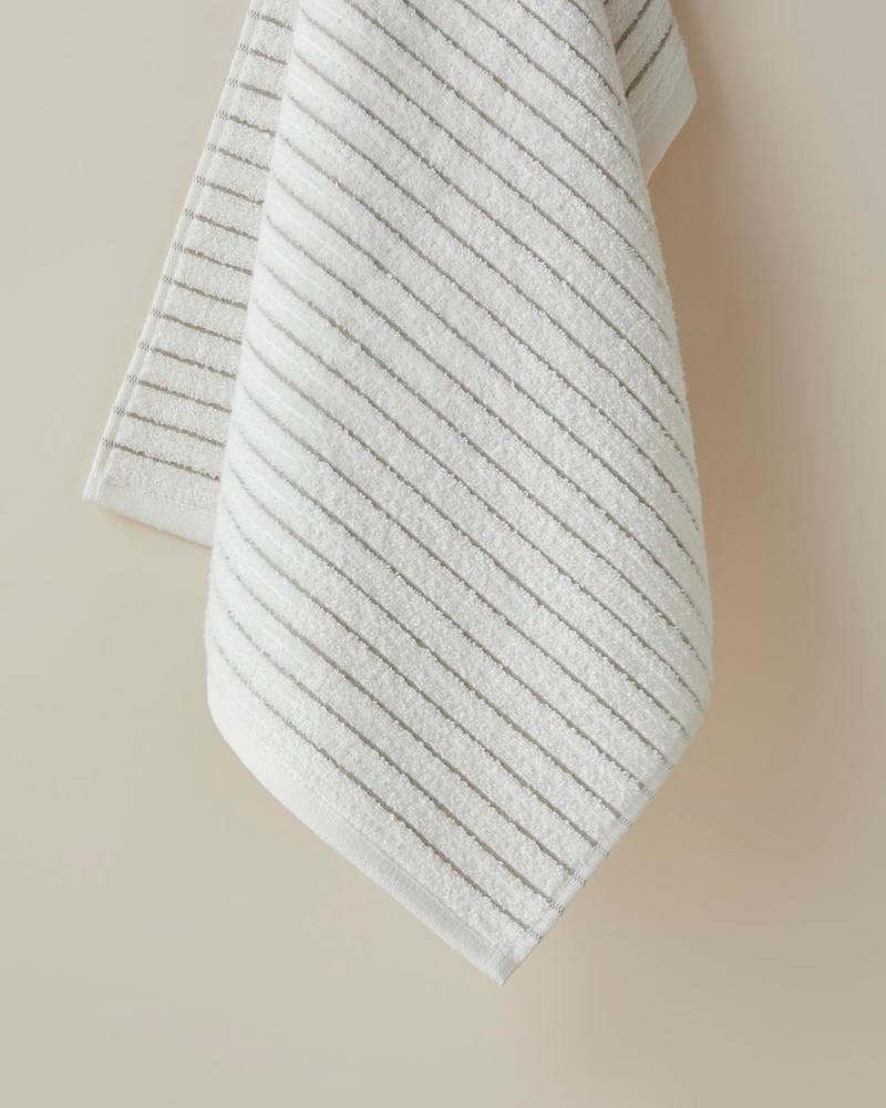 Soft Stripe Pamuk Yüz Havlusu 50x80 cm Fildişi