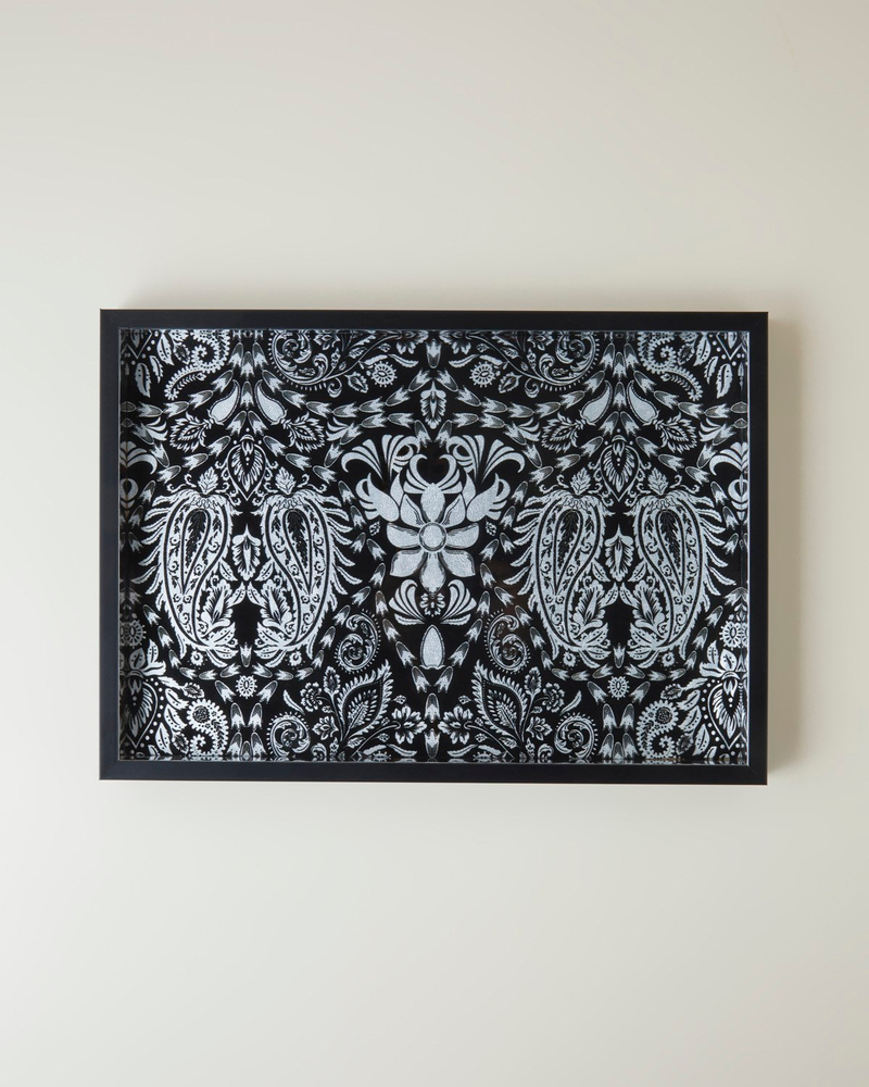 Solene Cam Dekoratif Tepsi 30x42 cm Siyah - Beyaz