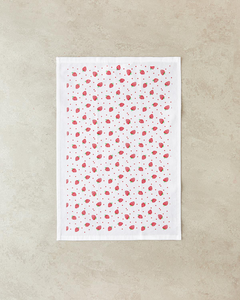 Strawberries Pamuk Kurulama Bezi 30x50 cm Kırmızı