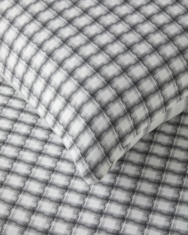 Swirl Check İpliği Boyalı Çift Kişilik Nevresim Takımı 200x220 cm Siyah