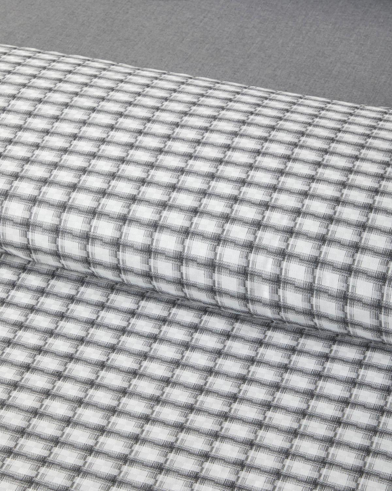 Swirl Check İpliği Boyalı Çift Kişilik Nevresim Takımı 200x220 cm Siyah