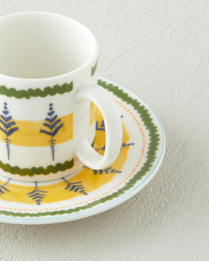 Talavera Garden Bone Porselen 4 Parça 2 Kişilik Kahve Fincan Takımı 90 ml A. Mavi-Yeşil-Sarı