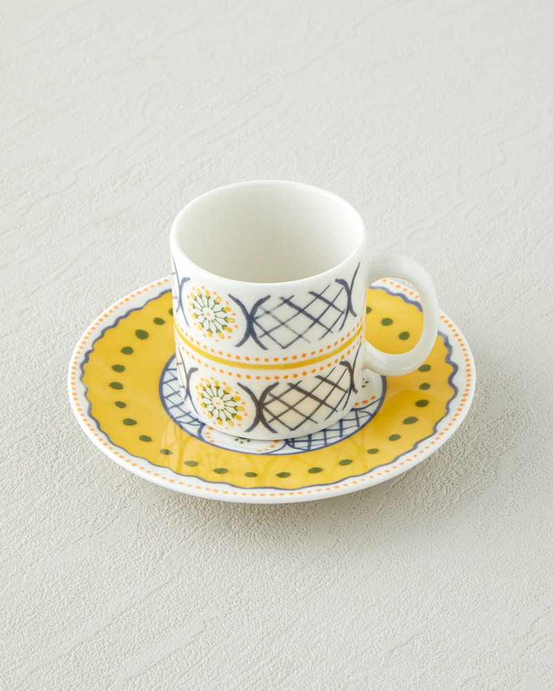 Talavera Garden Bone Porselen 4 Parça 2 Kişilik Kahve Fincan Takımı 90 ml A. Mavi-Yeşil-Sarı