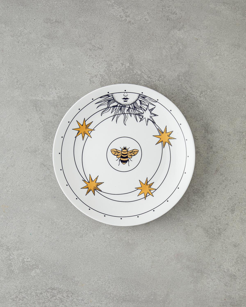 Talisman Spirit New Bone China Pasta Tabağı 20 cm Siyah-Beyaz-Gold