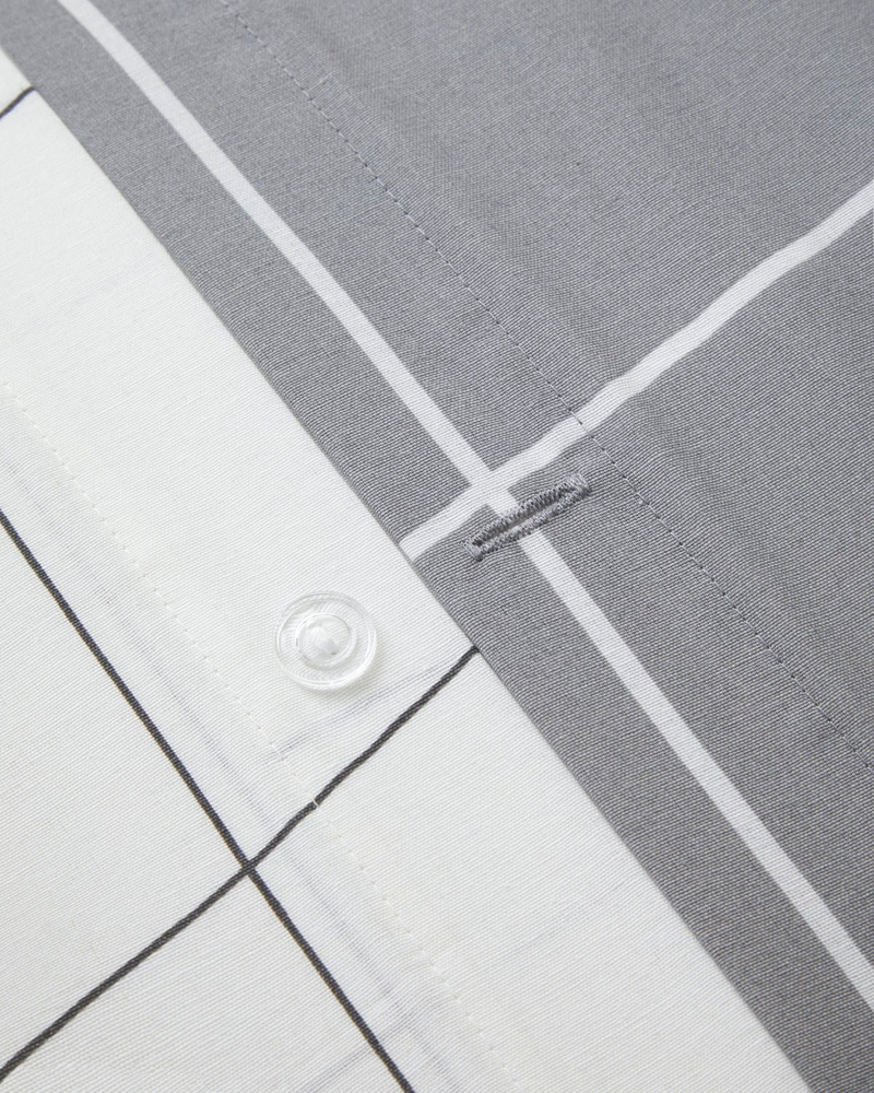 Timeless Grid Kolay Ütülenir Çift Kişilik Nevresim Takımı 200x220 cm Gri