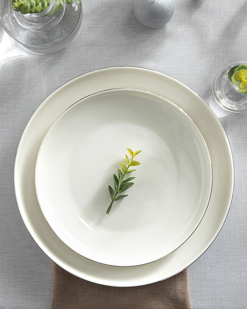 Torino Pasta Tabağı Porselen Gümüş