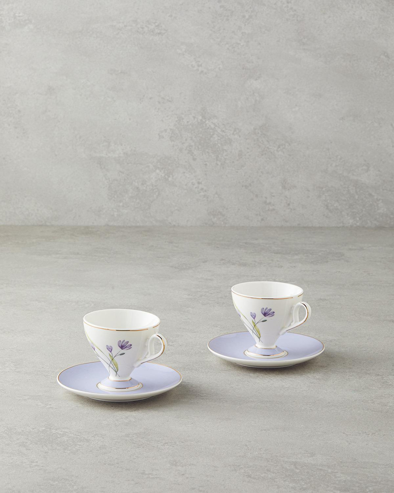Valentina New Bone China 4 Parça 2 Kişilik Kahve Fincan Takımı 80 ml Lila