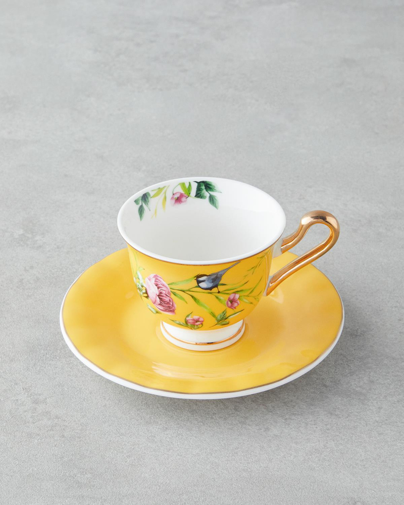 Vanilla Mood New Bone China 12 Parça 6 Kişilik Kahve Fincan Takımı 90 ml Sarı