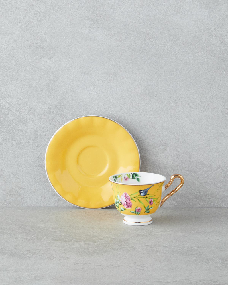Vanilla Mood New Bone China 12 Parça 6 Kişilik Kahve Fincan Takımı 90 ml Sarı