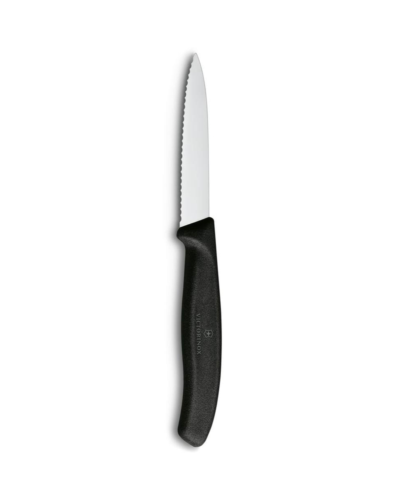 Victorinox 6.7633 Paslanmaz Çelik Tırtıklı Soyma Bıçak 8 cm Siyah