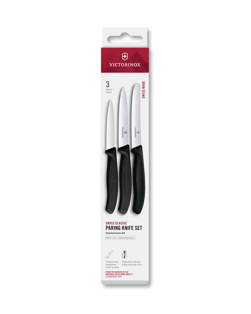 Victorinox 6.7113.34 Swiss Classic Paslanmaz Çelik 3’lü Set Bıçak Seti Siyah