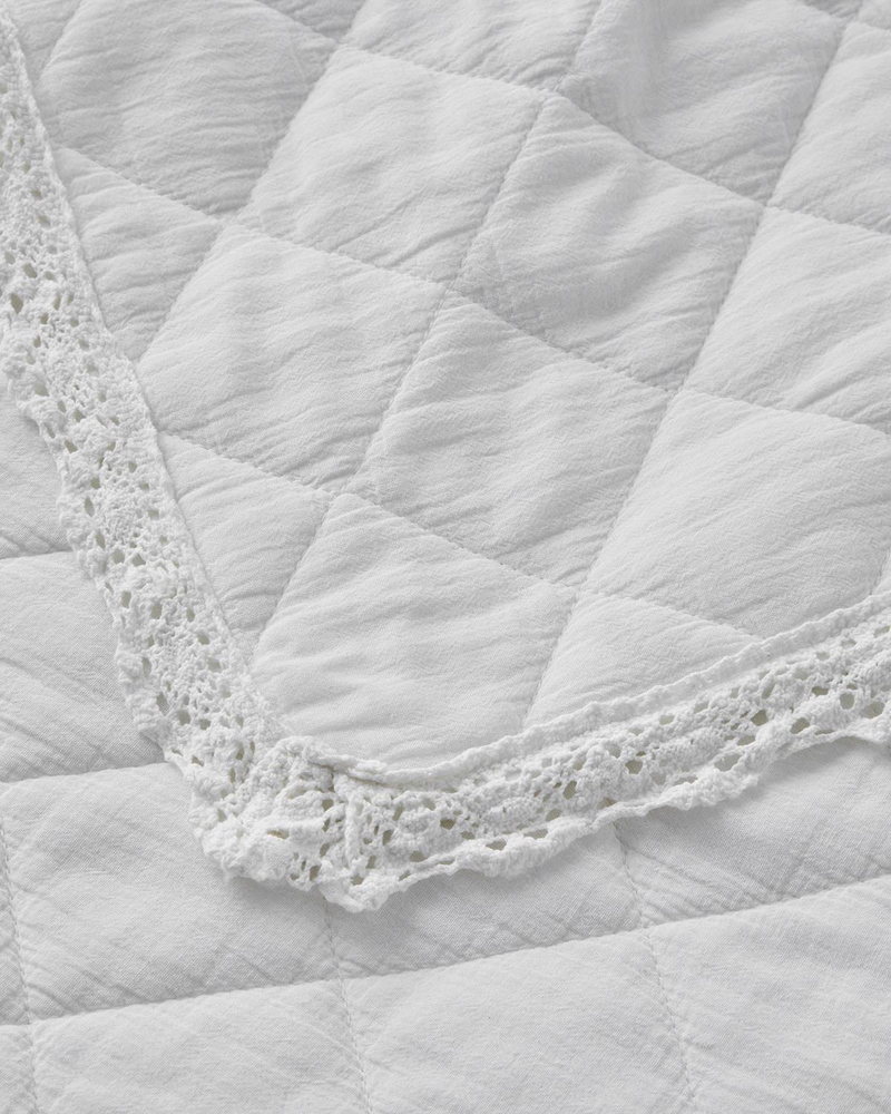 Vintage Diamond Çift Kişilik Yatak Örtüsü Takımı 200x220 cm Beyaz