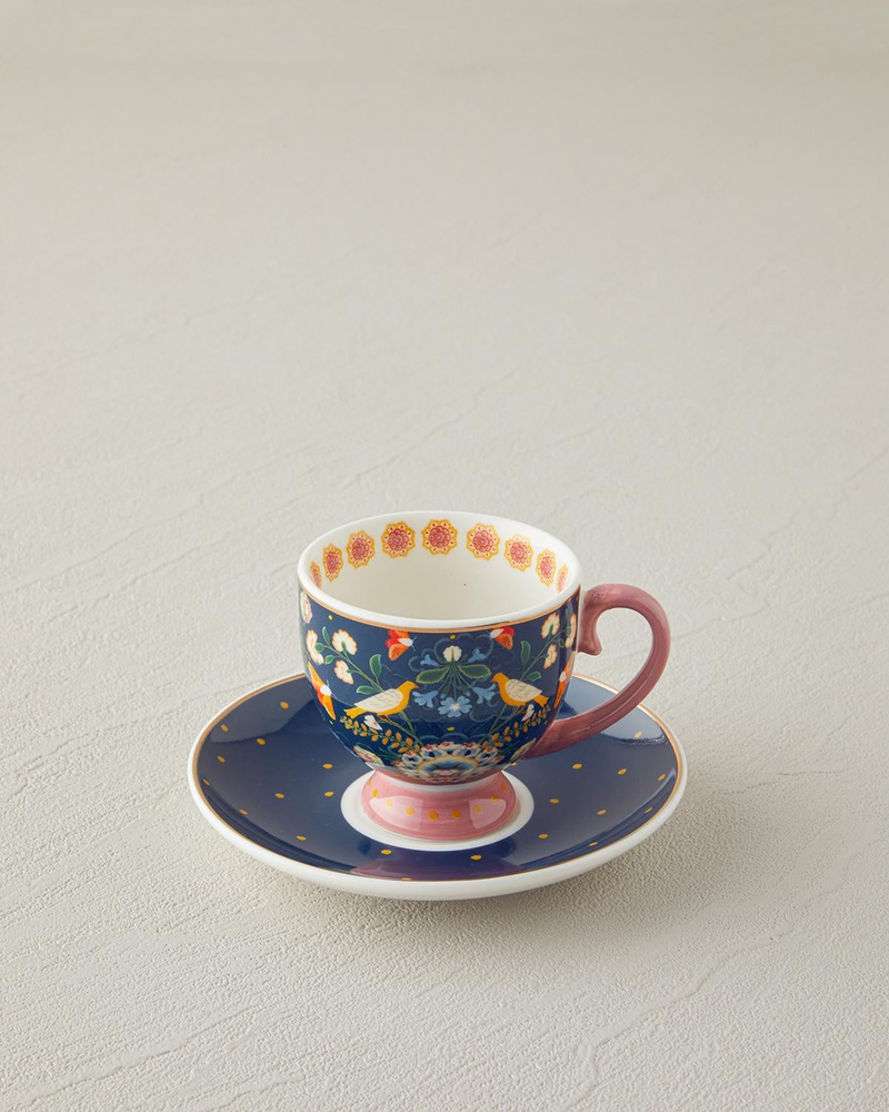 Wingy New Bone China 4 Parça 2 Kişilik Kahve Fincan Takımı 100 ml Lacivert