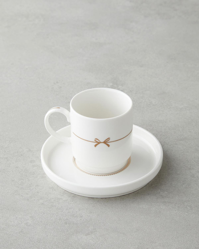Wisteria New Bone China 12 Parça 6 Kişilik Kahve Fincan Takımı 90 ml Beyaz