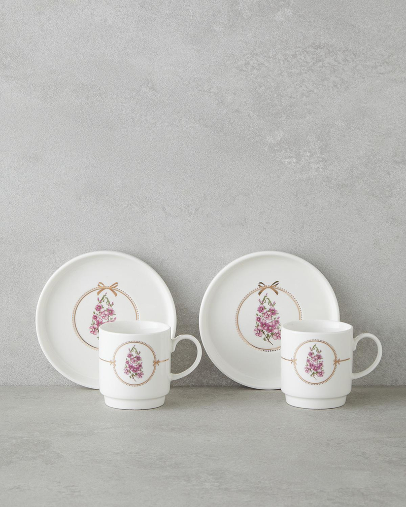 Wisteria New Bone China 12 Parça 6 Kişilik Kahve Fincan Takımı 90 ml Beyaz