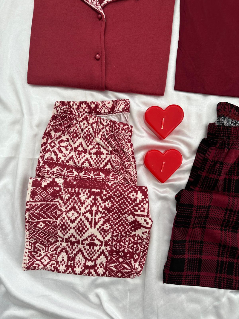 Aşkın Simgesi Dört Parça Çift Pijama Seti 