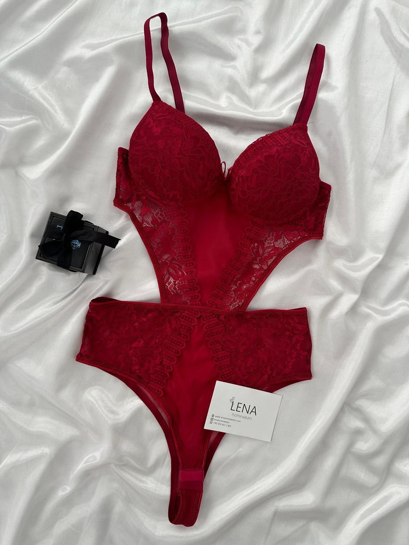 Bordo Forix Destekli Kopçalı Bodysuit