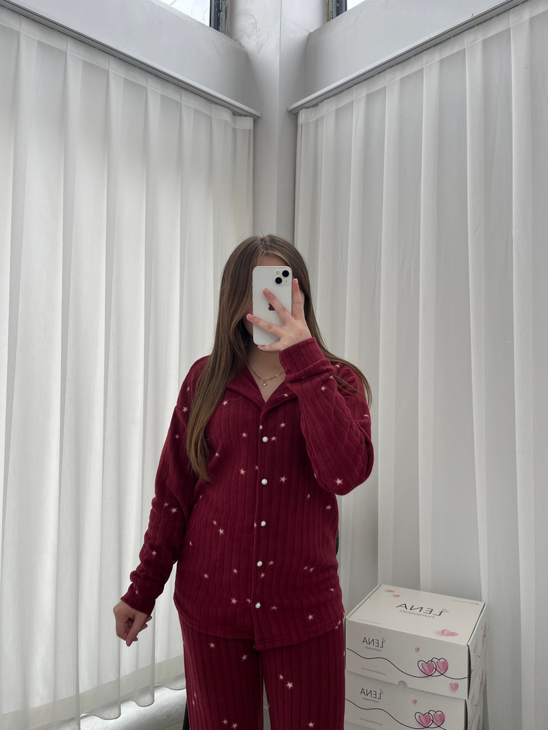 Bordo Starly Polar Pijama Seti 
