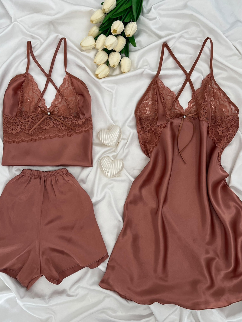 Bronz Beauty Saten Takımı