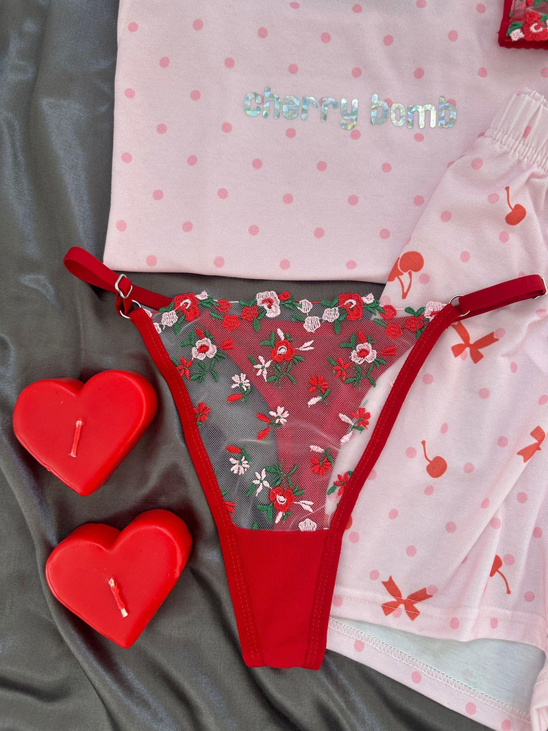 Cherry Bomb İç Çamaşırlı Şortlu Pijama Takımı