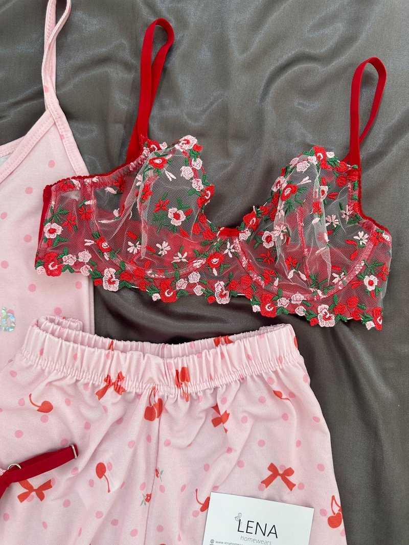 Cherry Bomb İç Çamaşırlı Şortlu Pijama Takımı