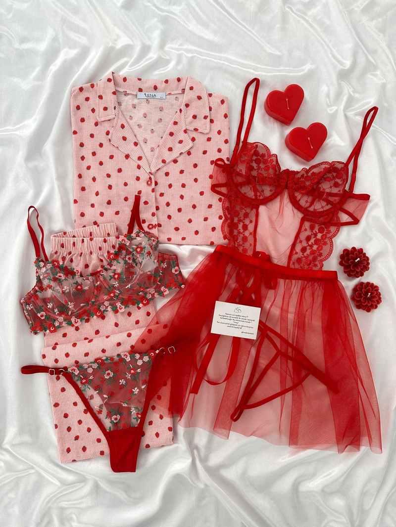 Çilek Buketi Altılı Özel Set