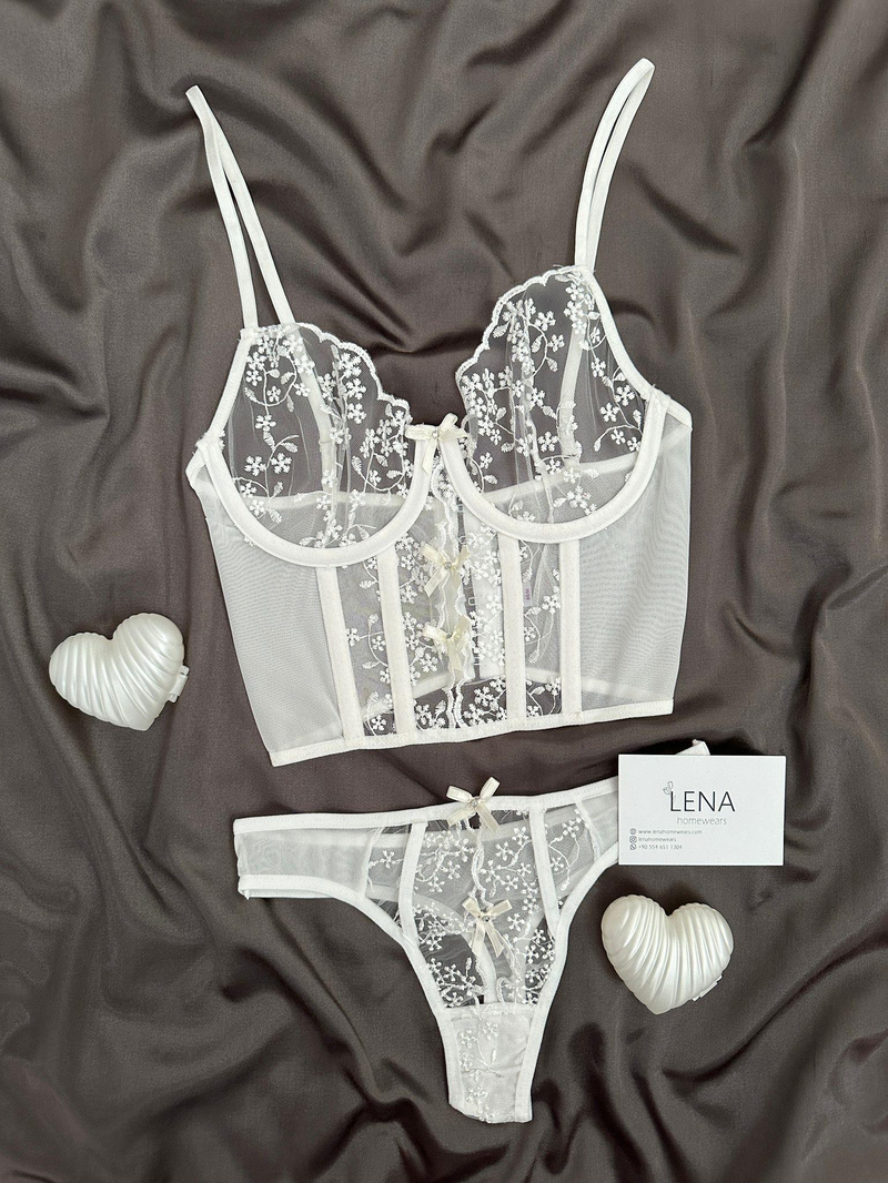 Ekru Quen Bralet Takımı