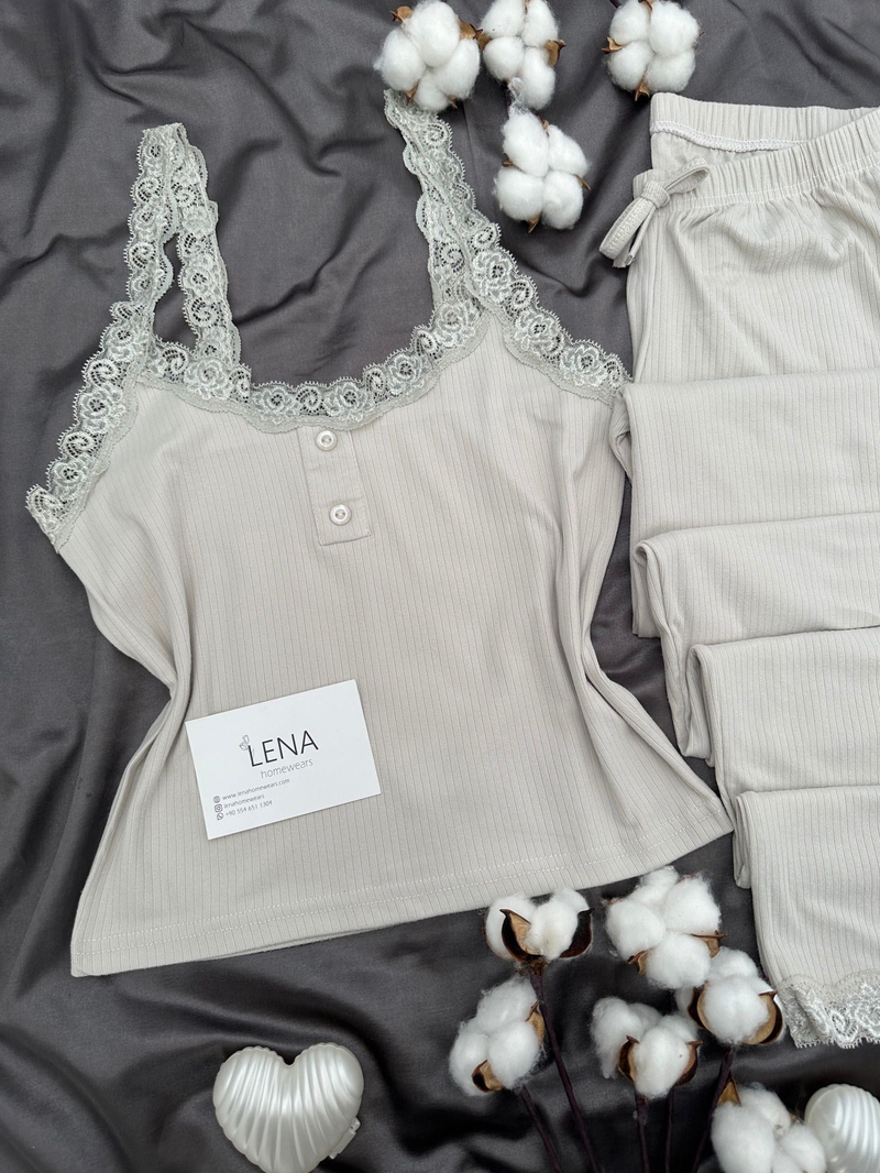 Gri Fransis Askılı Pijama Takımı
