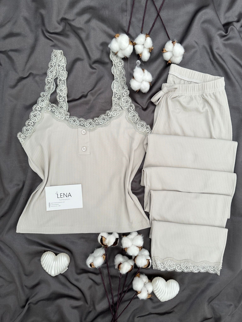 Gri Fransis Askılı Pijama Takımı