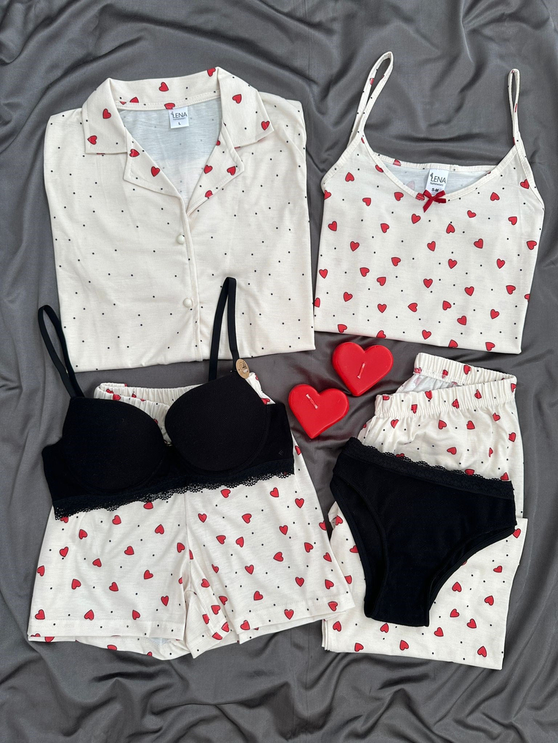 Kalp Benek 6'lı Pijama & Çamaşır Seti