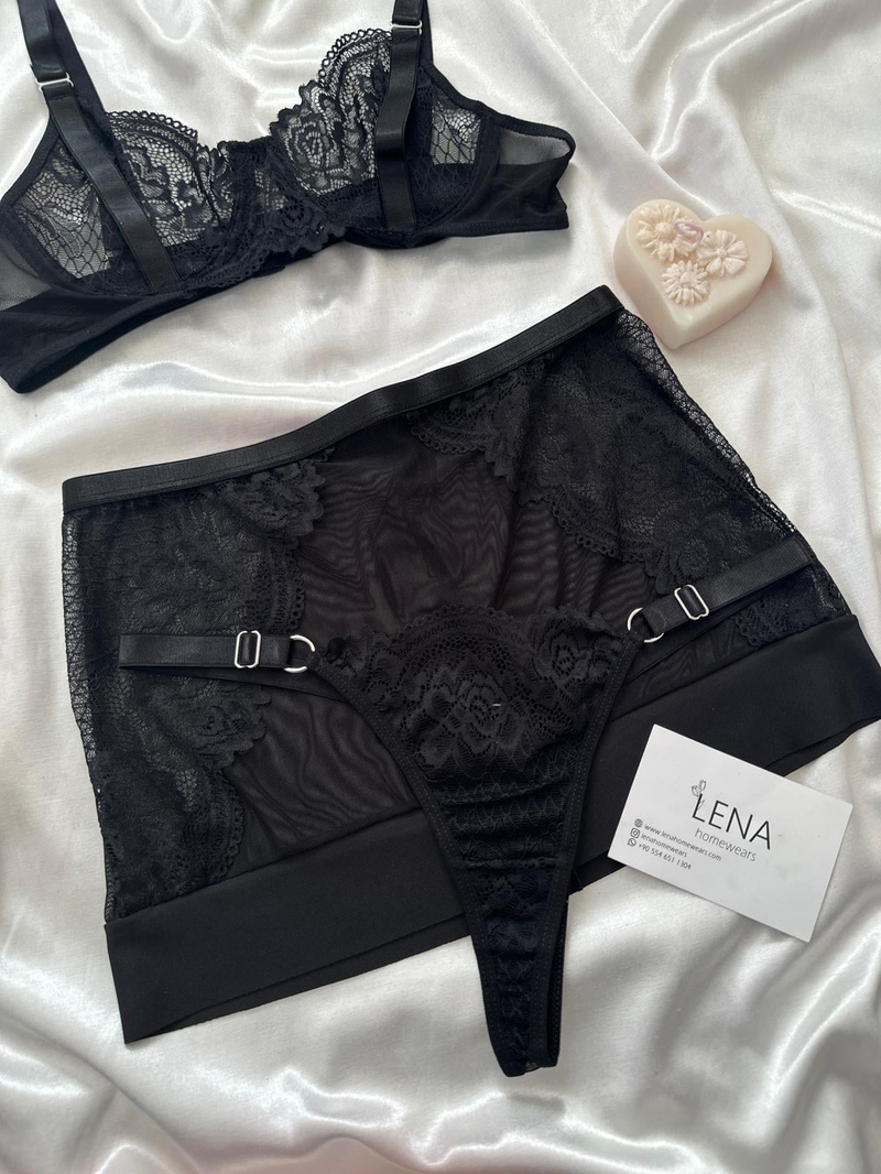 Katty Siyah 3lü Bralet Takım 