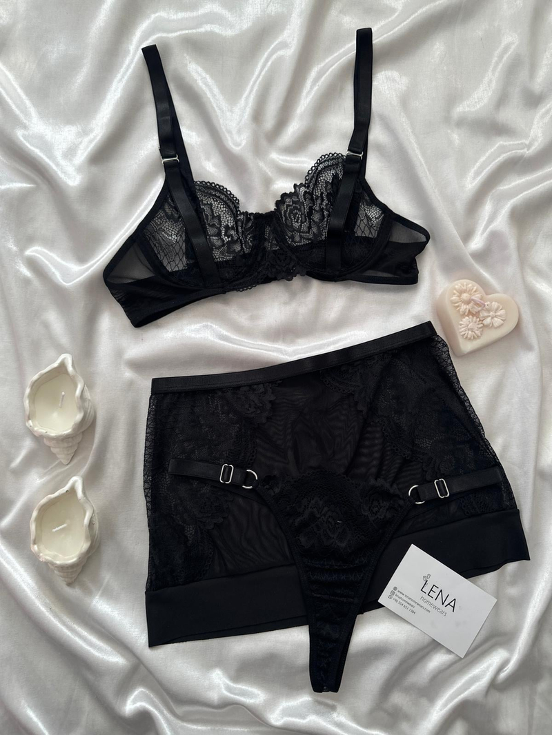 Katty Siyah 3lü Bralet Takım 