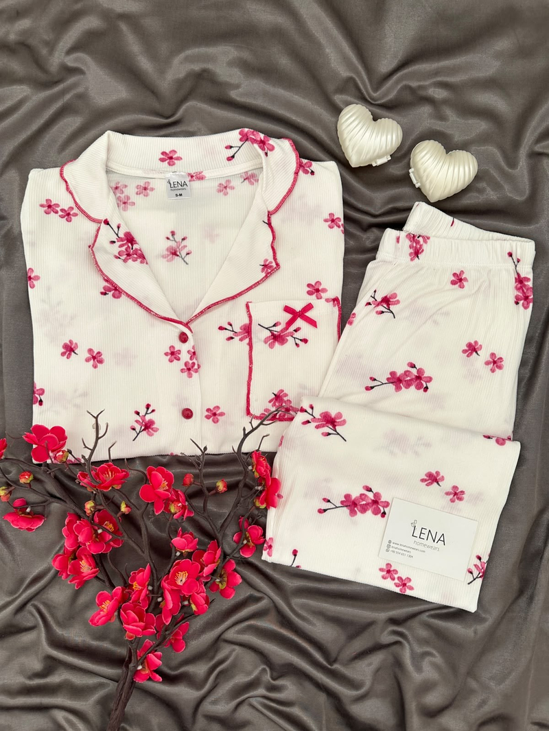 Kiraz çiçeği Uzun Kollu Berlin Pijama Takımı