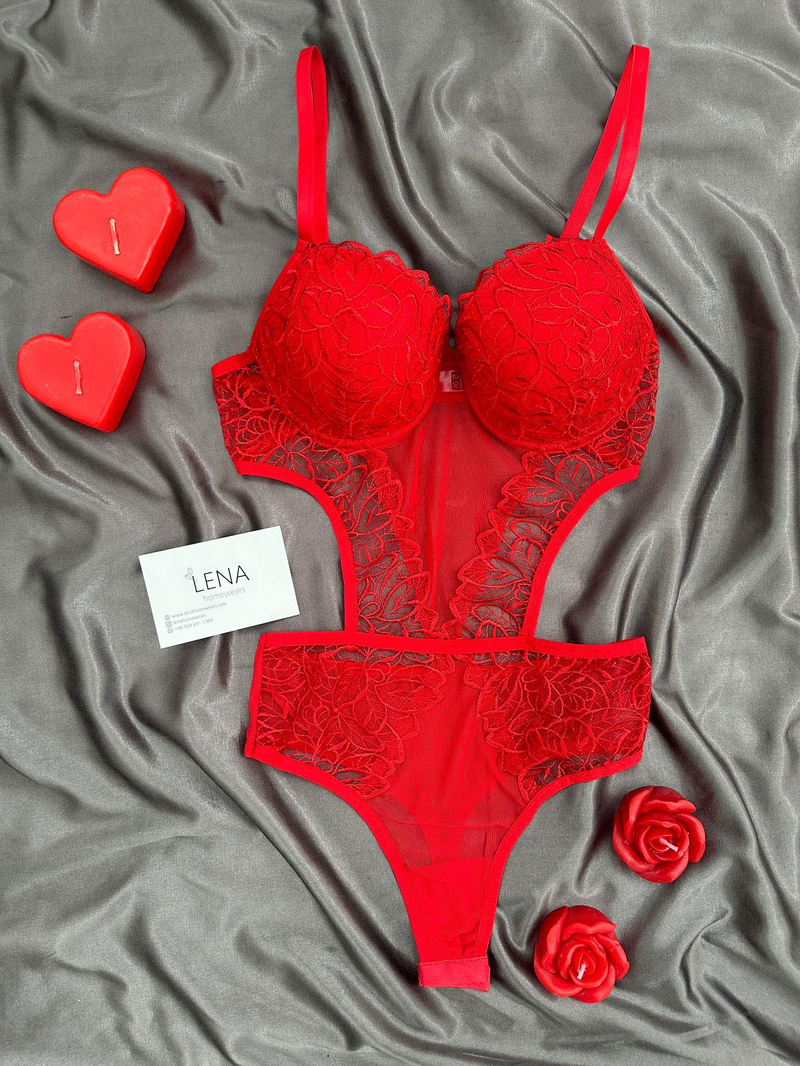 Kırmızı Delove Kopçalı Bodysuit