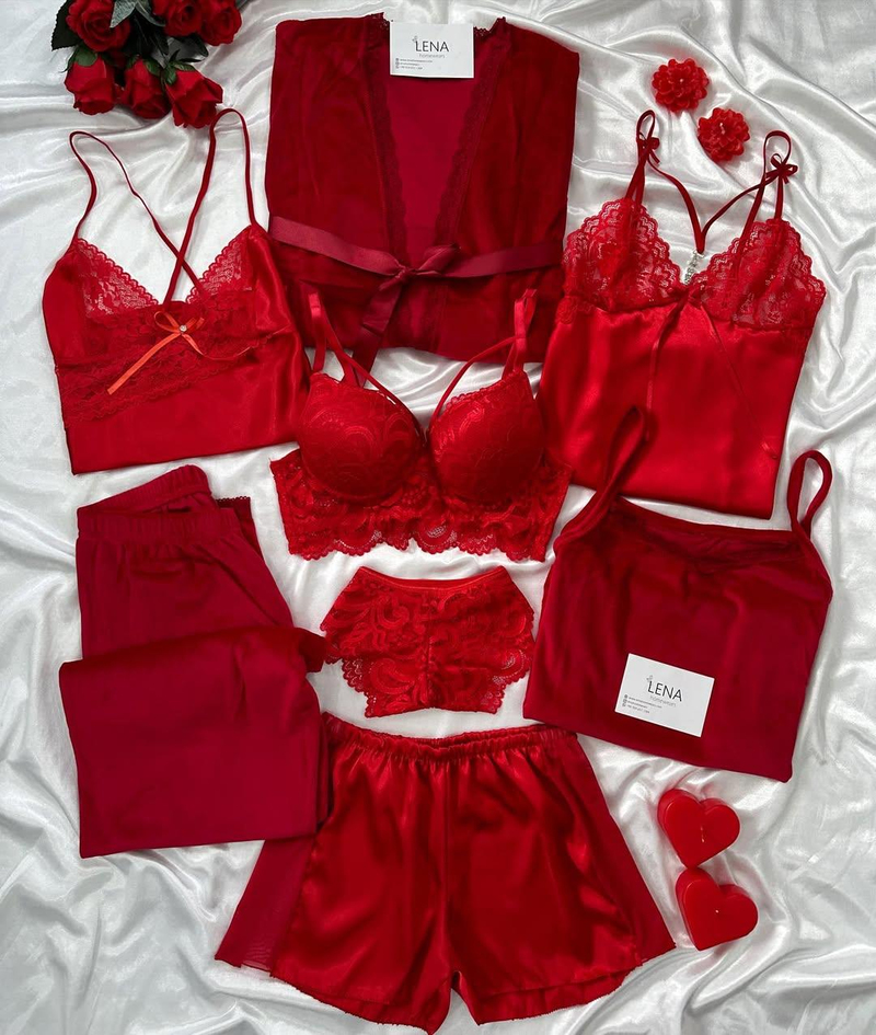 Kırmızı Elegant 8li Kadın Çeyiz Set