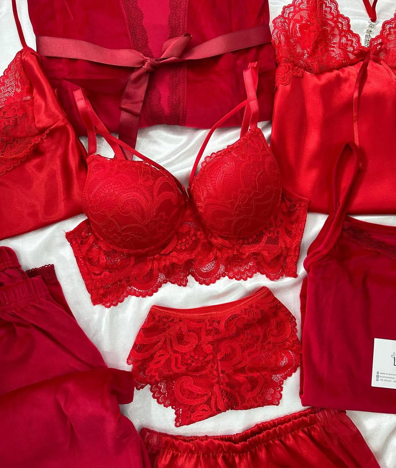 Kırmızı Elegant 8li Kadın Çeyiz Set