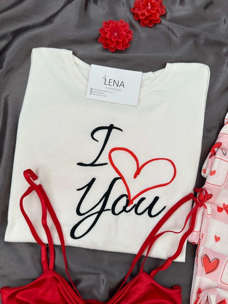 Kırmızı Kalpli Termal Pijama Seti