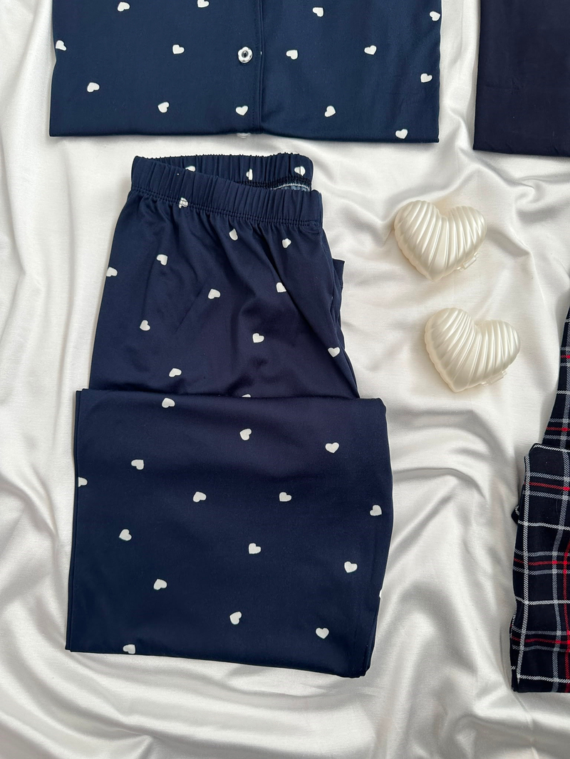 Lacivert Design Çift Pijaması