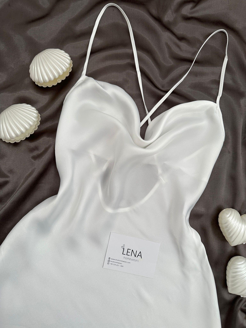 Luxury Chane Ekru Gelin ikili Gecelik & Sabahlık Takımı