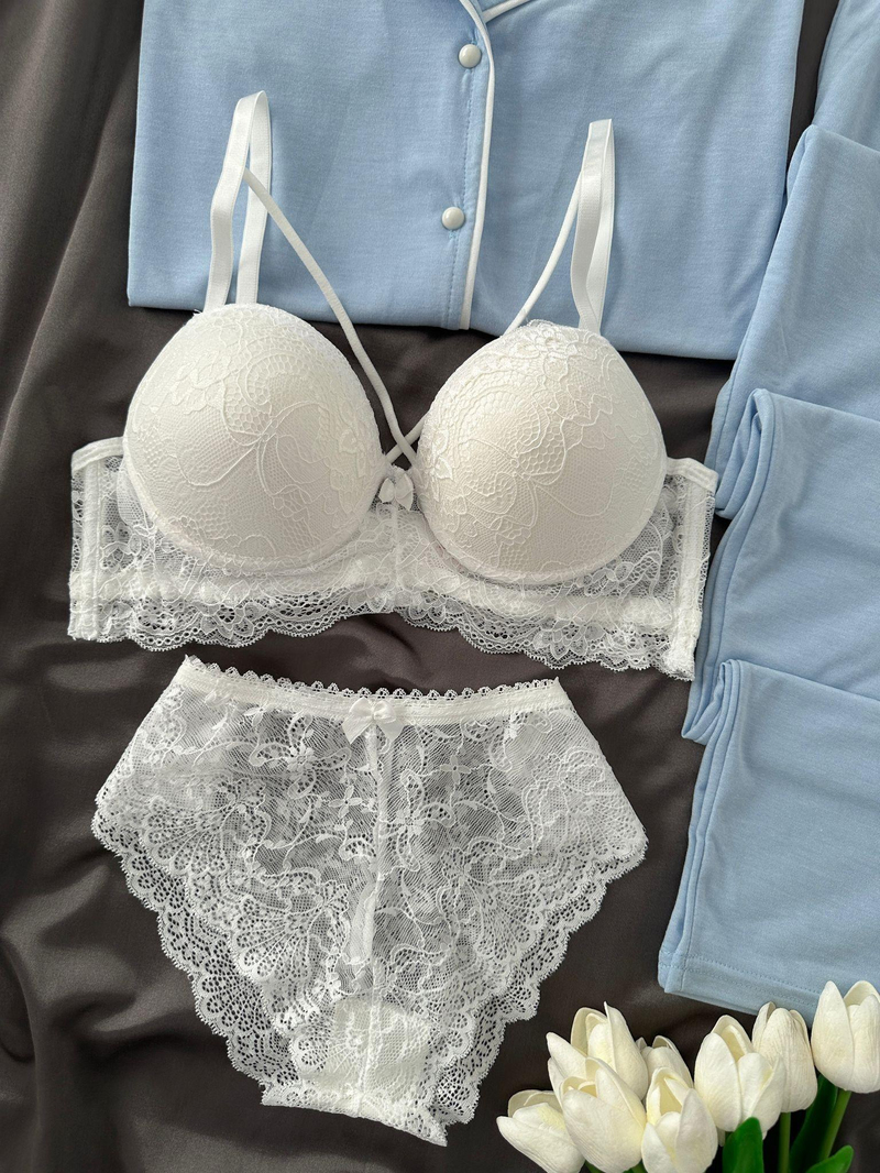 Mavi Biyeli 4lü Kısa Kollu Pijama Takım 