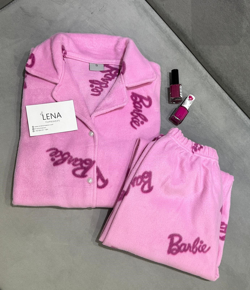 Pembe Barbie Polar Pijama Takımı