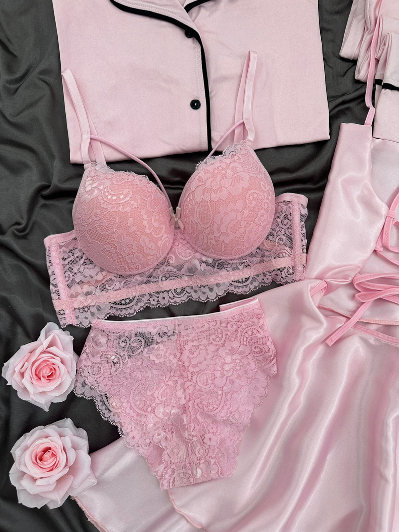 Pembe Love Dream 5li Kadın Çeyiz Seti 